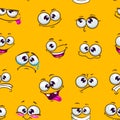 Seamless pattern with funny cartoon faces