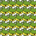 seamless pattern with funny cartoon frog, illustration Royalty Free Stock Photo