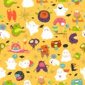 Seamless pattern ghosts and monsters halloween