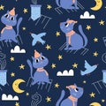 Seamless pattern with funny cat