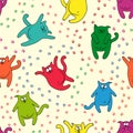 Seamless pattern with funny cats Royalty Free Stock Photo