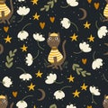 Seamless pattern with funny cats Royalty Free Stock Photo