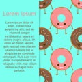 Seamless pattern with funny character donut with frosting, vector illustration in cartoon style. Royalty Free Stock Photo