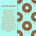 Seamless pattern with funny character donut with frosting, vector illustration in cartoon style. Royalty Free Stock Photo