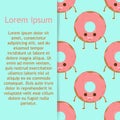 Seamless pattern with funny character donut with frosting, vector illustration in cartoon style. Royalty Free Stock Photo