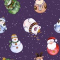 Seamless pattern with funny Christmas characters Royalty Free Stock Photo
