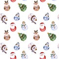 Seamless pattern with funny Christmas characters Royalty Free Stock Photo