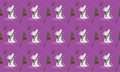 Seamless pattern with Christmas mice on a purple background. Hand drawn illustration with alcohol-based markers. Royalty Free Stock Photo