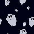 Seamless pattern with funny colored ghosts Royalty Free Stock Photo