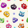 Seamless pattern with funny colorful jelly characters Royalty Free Stock Photo