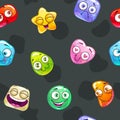 Seamless pattern with funny colorful jelly characters. Royalty Free Stock Photo