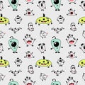 Seamless pattern with funny cute cartoon monsters Royalty Free Stock Photo