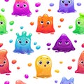 Seamless pattern with funny cute jelly monsters Royalty Free Stock Photo