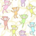 Seamless pattern with funny dancing bears