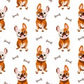 Seamless pattern, funny dogs and bones. Cartoon print, textile for kids vector