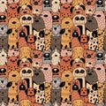 Seamless pattern with funny doodle dogs.