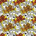 Seamless pattern with funny ghost. Happy Halloween background.