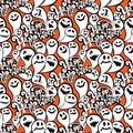 Seamless pattern with funny ghost. Happy Halloween background.