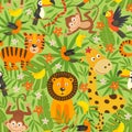 Seamless pattern with jungle animals