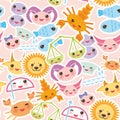 Seamless pattern Funny Kawaii zodiac sign Royalty Free Stock Photo