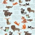 Seamless pattern funny Mixed Breed dogs Royalty Free Stock Photo