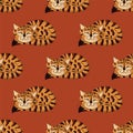 Seamless pattern with funny multicolor sleeping cat