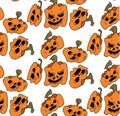 Pattern of pumpkins for Halloween, the day of all the saints. Royalty Free Stock Photo