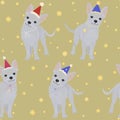 Seamless pattern funny puppies for the holidays