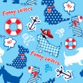 Seamless pattern with funny scottish terrier dogs