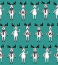 Seamless pattern of funny sketch deers. Royalty Free Stock Photo