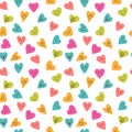 Seamless pattern with funny smiley hearts. Royalty Free Stock Photo