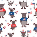 Seamless pattern with funny USA dogs