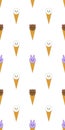 Nice childish seamless pattern with sweet ice-cream like baby animals - harp seals, rabbits and bears on a white background Royalty Free Stock Photo
