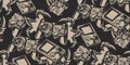 Seamless pattern on the gaming theme with broken joystick