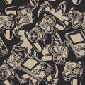 Seamless pattern on a gaming theme in vintage style