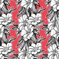 Seamless pattern with garden flower background.