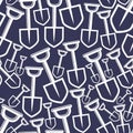 Seamless pattern with garden tools, vector simple shovels.