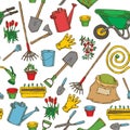 Seamless pattern With Garden Tools Royalty Free Stock Photo