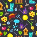 Seamless pattern with gardening objects.