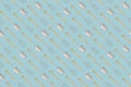 Seamless pattern with gardening tool and garden equipment, spade and fork with wooden handle, isolated top view on light blue Royalty Free Stock Photo