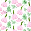 Seamless Pattern Garlic Vegetables Ornament Background