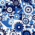 Seamless pattern of gears and cogs on a white background AI generated Royalty Free Stock Photo