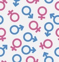 Seamless Pattern of Gender Icons, Wallpaper of Male and Female