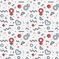 Seamless pattern with gender symbols and hearts. Vector