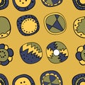 Seamless pattern with geometric aboriginal ornament. Ethnic tribal rounded color background. Afican, australian motiph