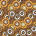 Seamless pattern with geometric aboriginal ornament. Ethnic tribal rounded color background. Afican, australian motiph