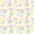 Seamless pattern, geometric abstraction. Vector. Dotted circles in green, red, yellow colors. Round geometric simple Royalty Free Stock Photo