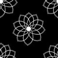 Seamless pattern with geometric flower black and white illustration can be used for textille printing, background, wallpaper
