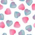 Seamless pattern of geometric hearts icons in low poly style