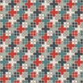 Seamless pattern with geometric ornament. Repeated squares and crosses abstract background. Modern surface texture. Royalty Free Stock Photo